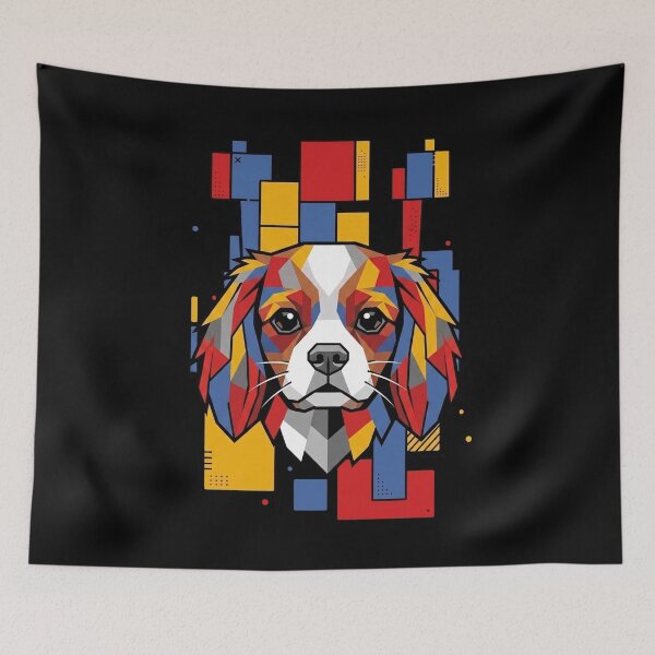 Item preview, Funny Cavalier King Charles Spaniel Colorful Blocks Geometric Art Mom Dad Kids designed and sold by FurryHavenPH.