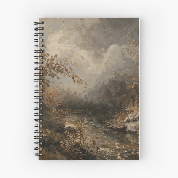 Item preview, Vintage Autumn Forest River - Moody Fall Landscape Oil Painting designed and sold by Sergey Sedunov.