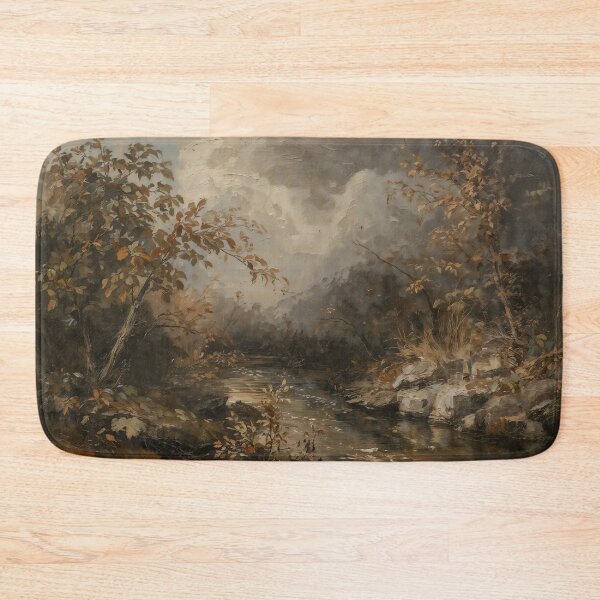 Item preview, Vintage Autumn Forest River - Moody Fall Landscape Oil Painting designed and sold by Sergey Sedunov.