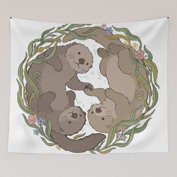 Item preview, Botanical Sea Otters Kelp Floral Wreath Circle designed and sold by Arc2020.