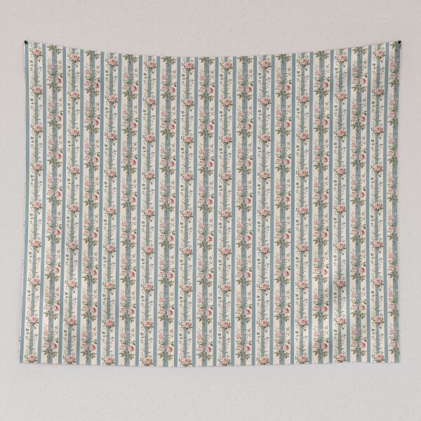 Item preview, Vintage Pink and Blue Floral and Stripes Pattern designed and sold by LouieVanille.