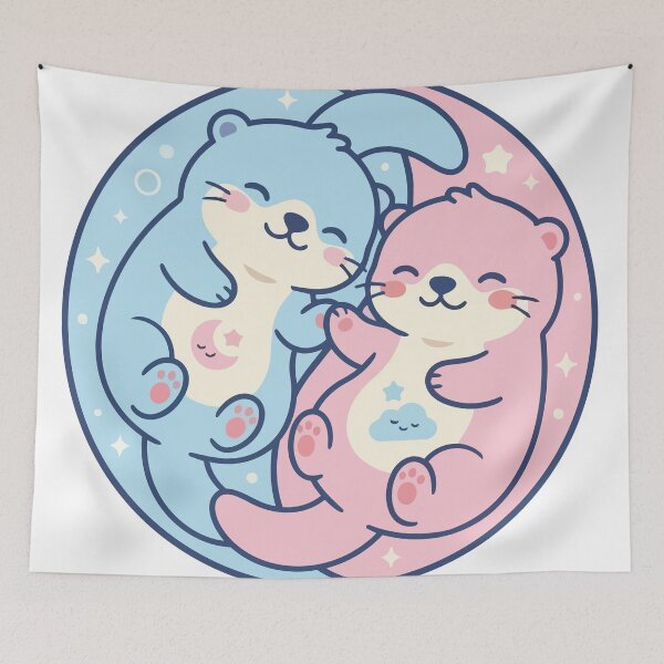 Item preview, Kawaii Pastel Sea Otters Holding Hands Dreamcore designed and sold by Arc2020.