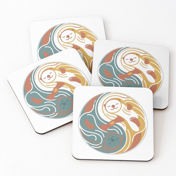 Item preview, Boho Minimalist Sea Otters Yin Yang Water Flow designed and sold by Arc2020.