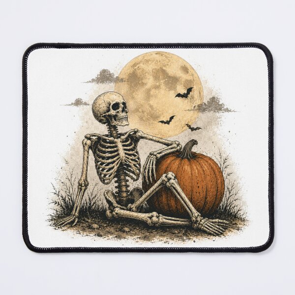 Item preview, Vintage Halloween Skeleton & Pumpkin | Retro Spooky Autumn Illustration designed and sold by Rewind Society.