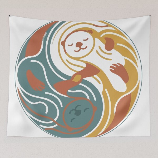 Item preview, Boho Minimalist Sea Otters Yin Yang Water Flow designed and sold by Arc2020.