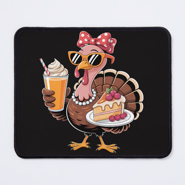 Item preview, Turkey Drinking Coffee Bow Thanksgiving Womens Turkey Day designed and sold by drawyourpy.