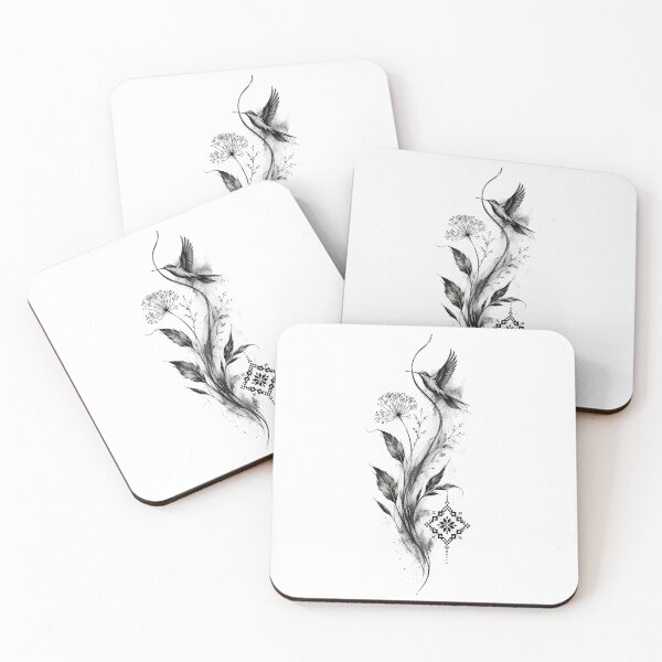 Item preview, Mystic Hummingbird Botanical Ink Illustration designed and sold by PetalGarden.