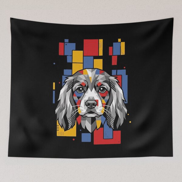 Item preview, Funny Cockalier Colorful Blocks Geometric Art Mom Dad Kids designed and sold by FurryHavenPH.