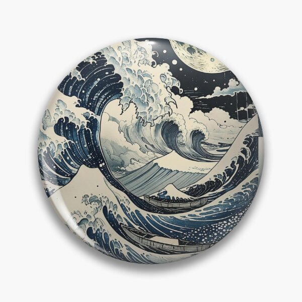 Item preview, Moonlit Great Wave Japanese Art Print | Ukiyo-e Ocean Wall Art designed and sold by RSDigitalPrintDesign.