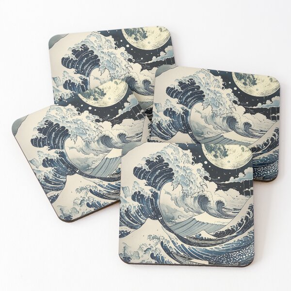 Item preview, Moonlit Great Wave Japanese Art Print | Ukiyo-e Ocean Wall Art designed and sold by RSDigitalPrintDesign.