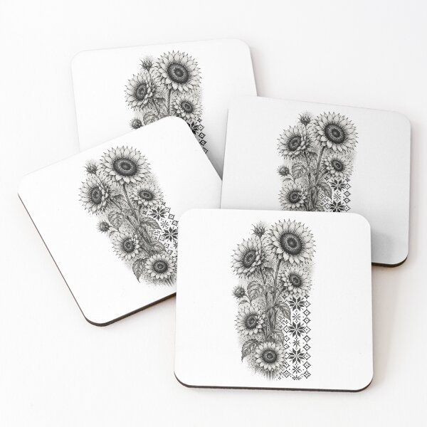 Item preview, Black & White Sunflower Botanical Engraving designed and sold by PetalGarden.