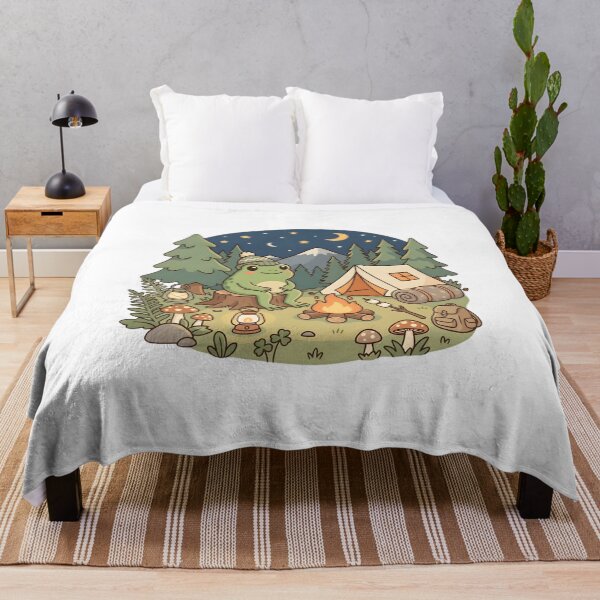 Item preview, Happy Camper Frog Shirt – Cozy Frog Camping by the Campfire in the Forest Nature Adventure designed and sold by The Design Trendz.