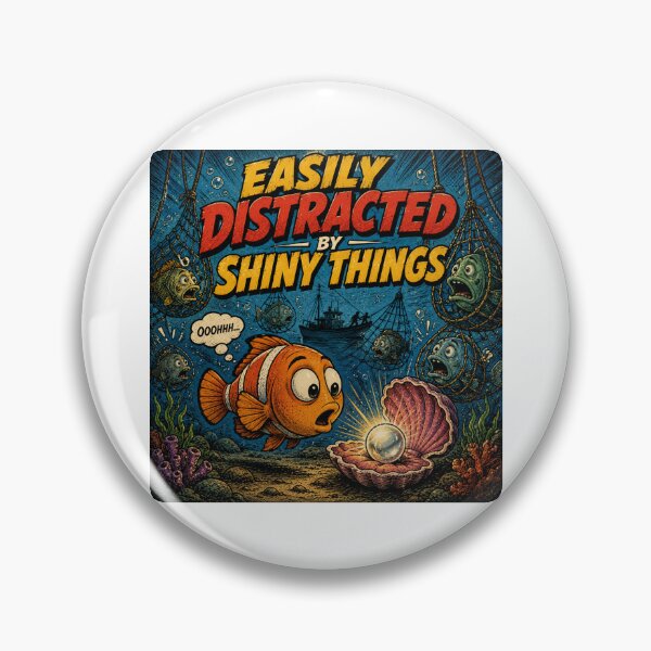 Item preview, Easily Distracted By Shiny Things Funny Fish designed and sold by Nano-Threads.