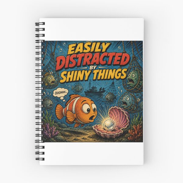 Item preview, Easily Distracted By Shiny Things Funny Fish designed and sold by Nano-Threads.