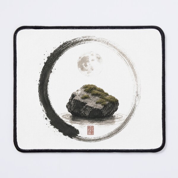 Item preview, Moss Stone Moon Seal – Japanese Zen Wabi Sabi Design designed and sold by OblivionRise.