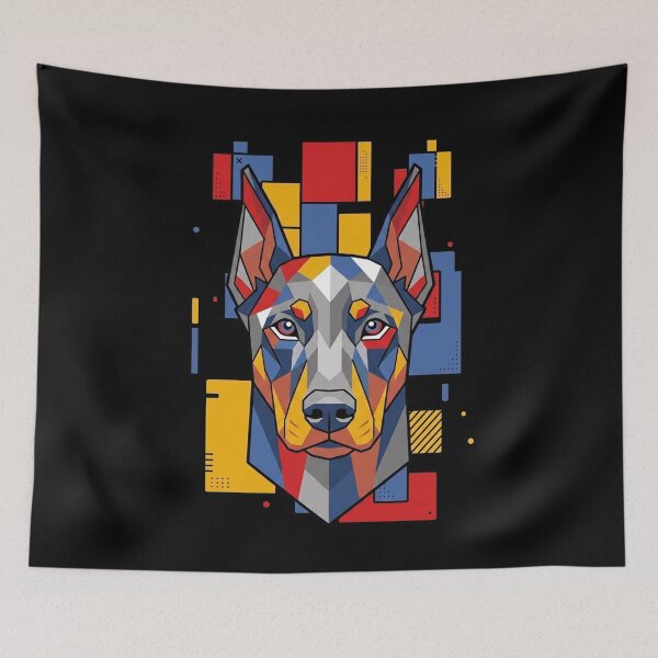 Item preview, Funny Dobermann Colorful Blocks Geometric Art Mom Dad Kids designed and sold by FurryHavenPH.