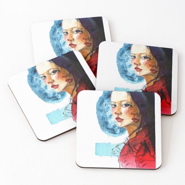 Item preview, Mystical Moon Woman Portrait watercolor Painting Style designed and sold by Mvicen.