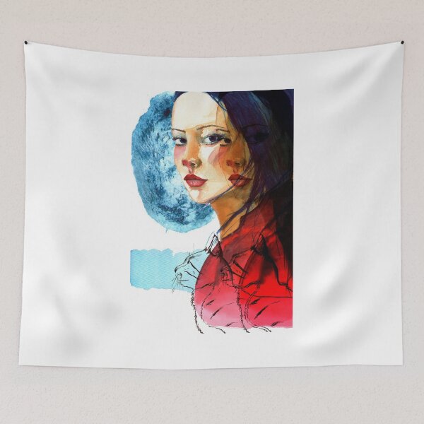 Item preview, Mystical Moon Woman Portrait watercolor Painting Style designed and sold by Mvicen.