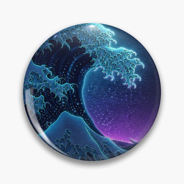 Item preview, Electric Violet Great Wave | Neon Ukiyo-e Re:Mix | Japanese Art | Hokusai Metal designed and sold by vekotpu.