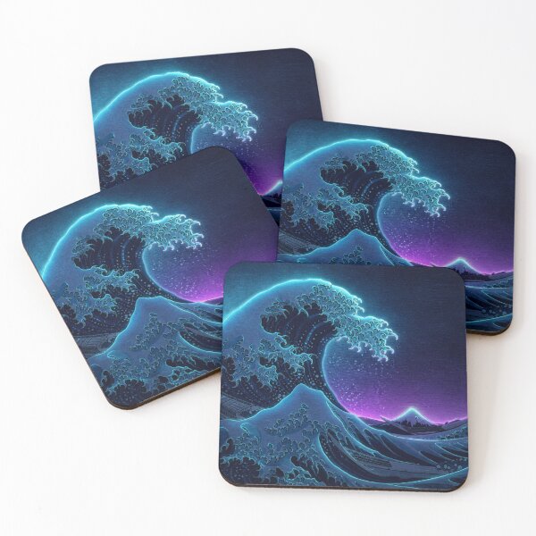 Item preview, Electric Violet Great Wave | Neon Ukiyo-e Re:Mix | Japanese Art | Hokusai Metal designed and sold by vekotpu.