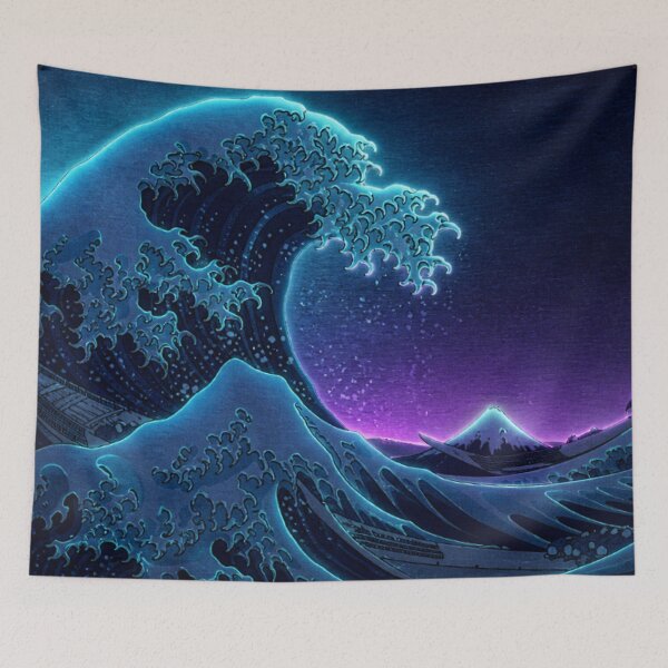 Item preview, Electric Violet Great Wave | Neon Ukiyo-e Re:Mix | Japanese Art | Hokusai Metal designed and sold by vekotpu.