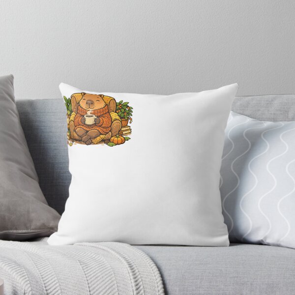 Item preview, Cozy Capybara with Coffee | Cute Autumn Illustration designed and sold by Cozy Art for Cozy Souls.