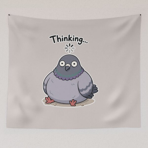 Item preview, Funny Thinking Pigeon Sticker Loading Brain Bird Meme Gift designed and sold by SimplePoDesign.