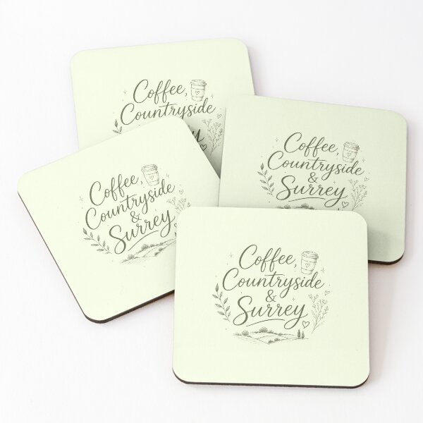 Item preview, Coffee, Countryside & Surrey Typography Print – Cosy Cottagecore Wall Art designed and sold by ThatSurreyLife.