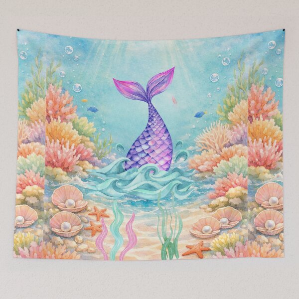 Item preview, Colorful Fantasy Mermaid Wall Art designed and sold by Black Signal.