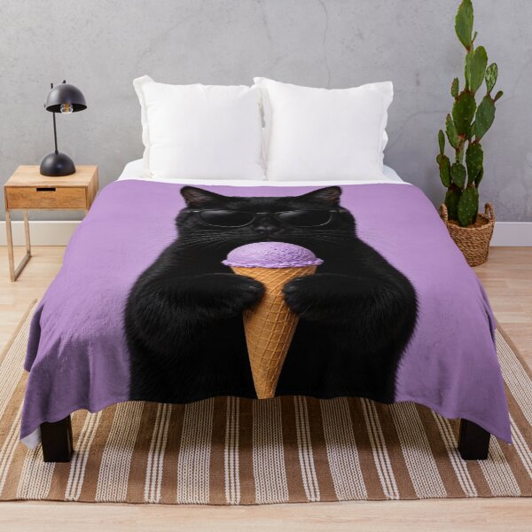 Item preview, Cool Cat with Purple Ice Cream designed and sold by LittleGinnyArt.
