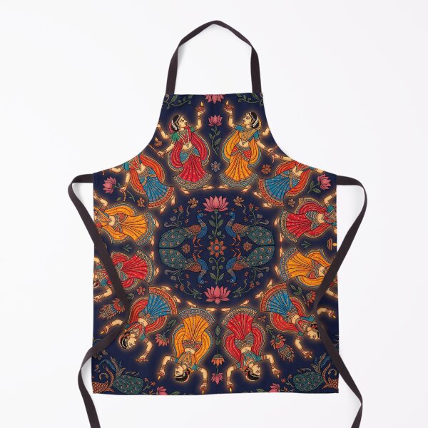 Item preview, Anand Raas: Eternal Gopis in Bioluminescent Madhubani Swirl designed and sold by krazzyremo.