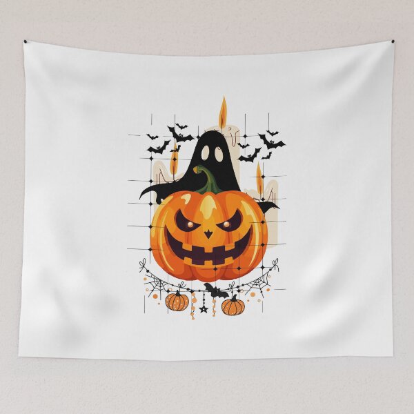 Item preview, Spooky Halloween Pumpkin Ghost & Candles | Cute Creepy Jack O' Lantern Design designed and sold by Palette _Vibes.