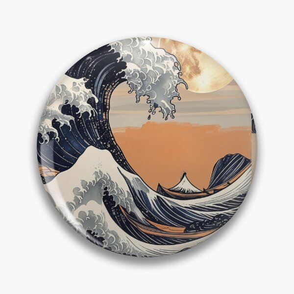 Item preview, Japanese Great Wave Under the Golden Moon | Ukiyo-e Ocean Art Print | Moonlit Seascape | Vintage Japanese Wall Decor | Asian Aesthetic Illustration designed and sold by RSDigitalPrintDesign.