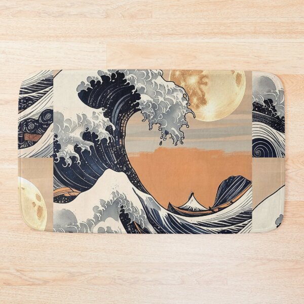 Item preview, Japanese Great Wave Under the Golden Moon | Ukiyo-e Ocean Art Print | Moonlit Seascape | Vintage Japanese Wall Decor | Asian Aesthetic Illustration designed and sold by RSDigitalPrintDesign.