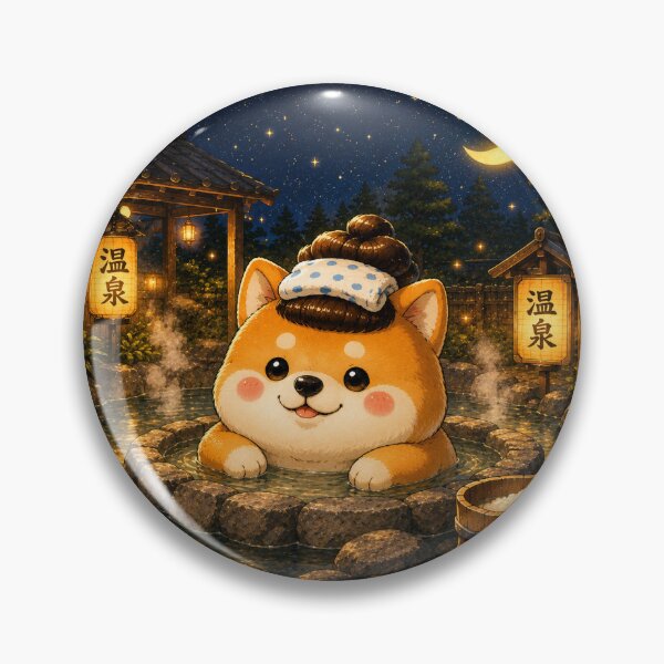 Item preview, SHIBAMARU Night Onsen Sticker | Cute Shiba Inu Japanese Hot Spring designed and sold by ComKomuJapan.