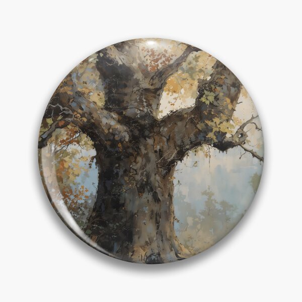 Item preview, Vintage Autumn Old Oak Tree - Golden Fall Forest Landscape Painting designed and sold by Sergey Sedunov.