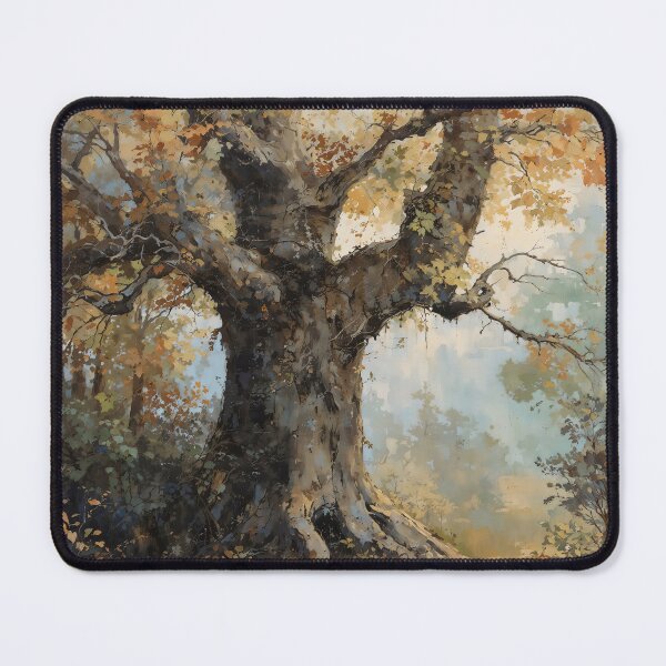 Item preview, Vintage Autumn Old Oak Tree - Golden Fall Forest Landscape Painting designed and sold by Sergey Sedunov.
