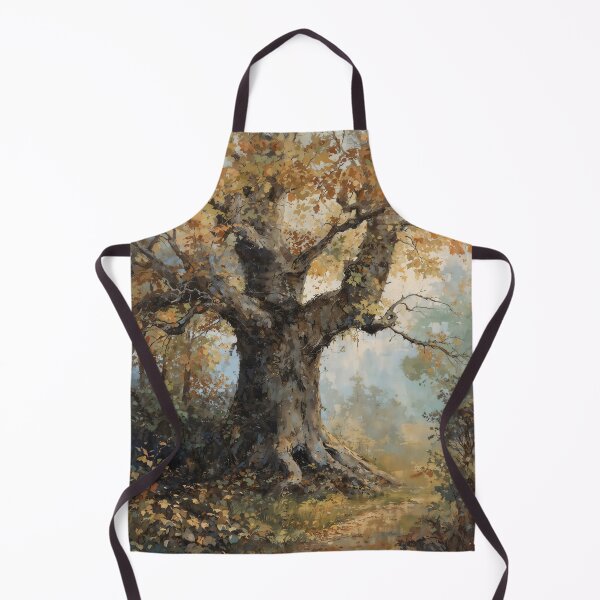 Item preview, Vintage Autumn Old Oak Tree - Golden Fall Forest Landscape Painting designed and sold by Sergey Sedunov.