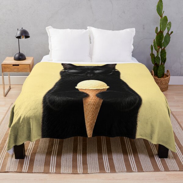Item preview, Cool Cat with Yellow Ice Cream designed and sold by LittleGinnyArt.