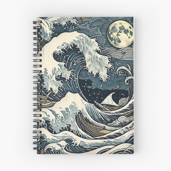 Item preview, Moonlit Japanese Ocean Wave Canvas Wall Art | Ukiyo‑e Inspired Great Wave Seascape Print designed and sold by RSDigitalPrintDesign.