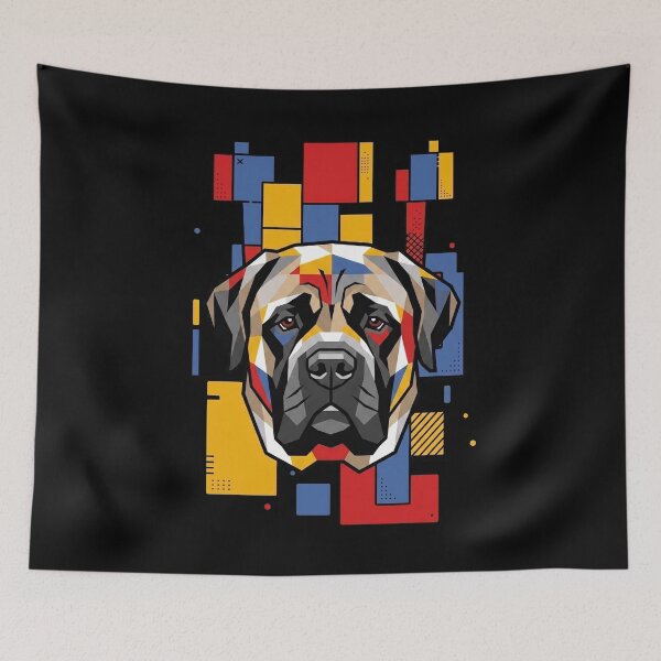 Item preview, Funny English Mastiff Colorful Blocks Geometric Art Mom Dad Kids designed and sold by FurryHavenPH.