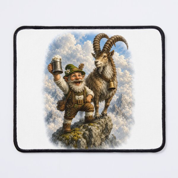 Item preview, King of the Peaks – Bavarian Gnome and Alpine Ibex designed and sold by Alpine-Ink.