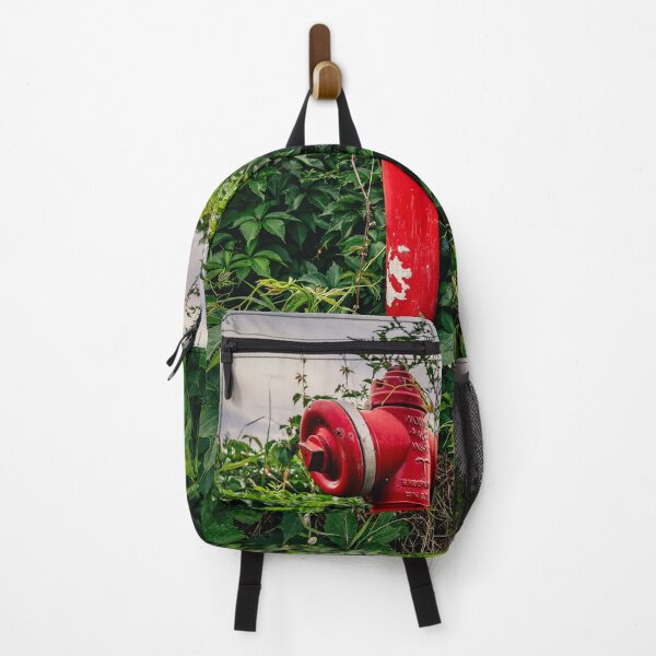 Item preview, Red Fire Hydrant Swallowed by Wild Greenery — Nature Photography Print designed and sold by Rabee Khalil Photography.