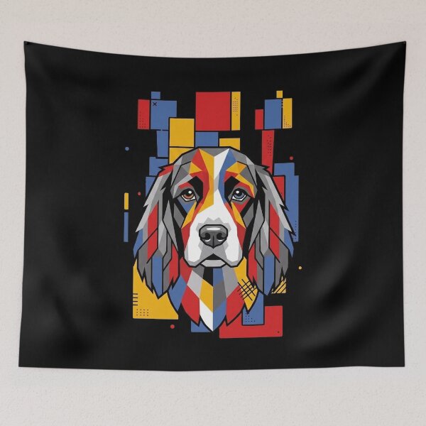 Item preview, Funny English Springer Spaniel Colorful Blocks Geometric Art Mom Dad Kids designed and sold by FurryHavenPH.
