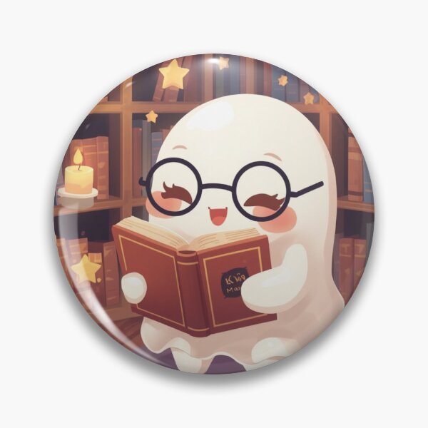 Item preview, Adorable Reading Ghost | Cozy Library Kawaii Sticker designed and sold by Stylestickers55.