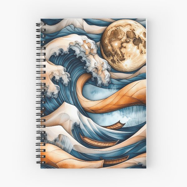 Item preview, Golden Moon Japanese Wave Poster | Ukiyo-e Ocean Wall Art designed and sold by RSDigitalPrintDesign.