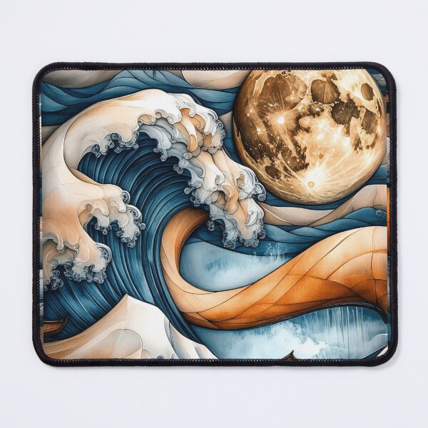 Item preview, Golden Moon Japanese Wave Poster | Ukiyo-e Ocean Wall Art designed and sold by RSDigitalPrintDesign.