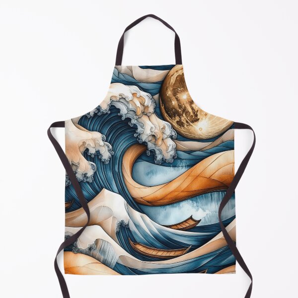 Item preview, Golden Moon Japanese Wave Poster | Ukiyo-e Ocean Wall Art designed and sold by RSDigitalPrintDesign.