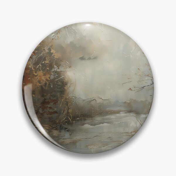 Item preview, Vintage Autumn River Landscape - Moody Late Fall Oil Painting designed and sold by Sergey Sedunov.