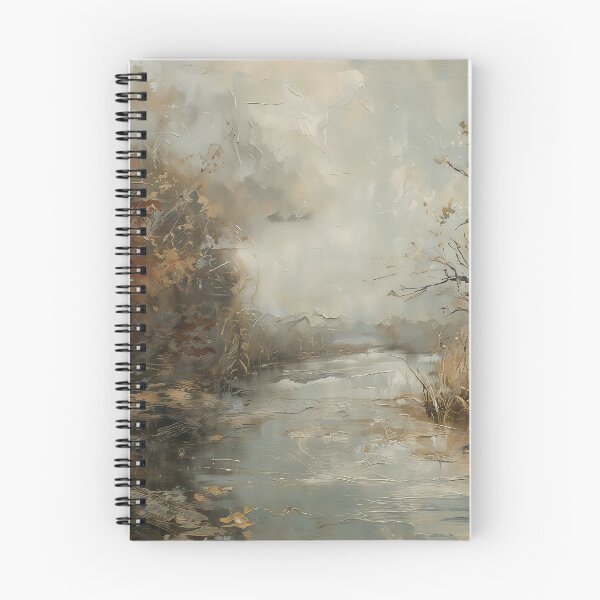 Item preview, Vintage Autumn River Landscape - Moody Late Fall Oil Painting designed and sold by Sergey Sedunov.